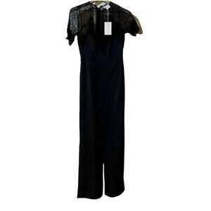 Foxiedox Navy Blue Jumpsuit Romper Pant Lace Overlay Size XS NWT
